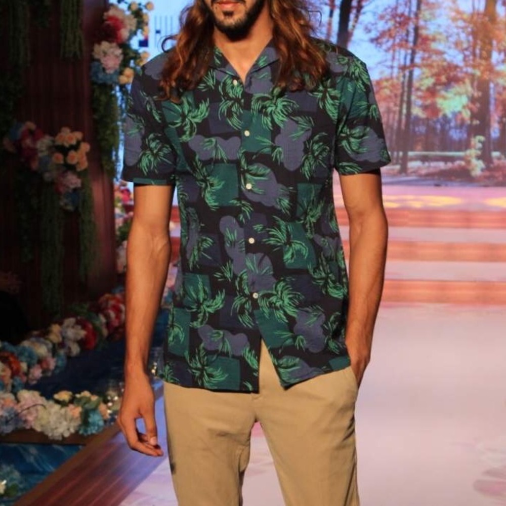 KING SIZE Mens Gray Green Hawaii Shirt 2XL